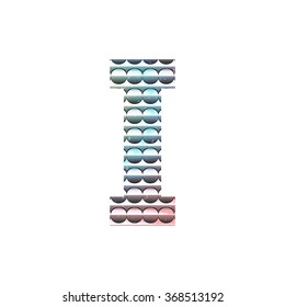 Paper cut vector letters I and bright retro color Vector Illustration EPS10 with clipping mask