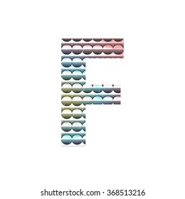 Paper cut vector letters F and bright retro color Vector Illustration EPS10 with clipping mask