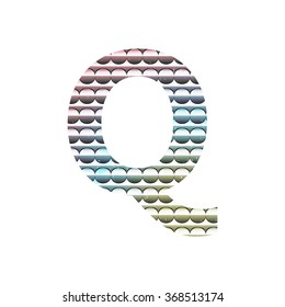 Paper cut vector letters Q and bright retro color Vector Illustration EPS10 with clipping mask
