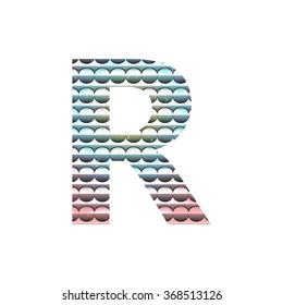 Paper cut vector letters R and bright retro color Vector Illustration EPS10 with clipping mask