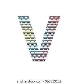 Paper cut vector letters V and bright retro color Vector Illustration EPS10 with clipping mask