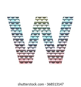 Paper cut vector letters W and bright retro color Vector Illustration EPS10 with clipping mask
