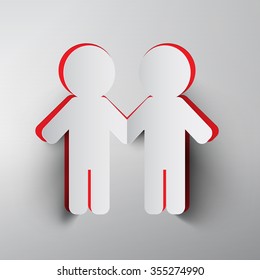 Paper Cut Vector People Holding Hands
