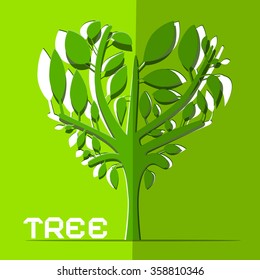 Paper Cut Vector Tree on Green Background