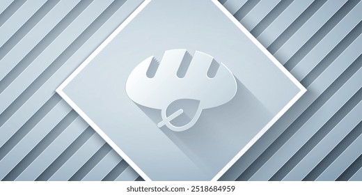 Paper cut Vegan bread loaf icon isolated on grey background. Paper art style. Vector