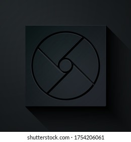 Paper cut Ventilation icon isolated on black background. Paper art style. Vector Illustration