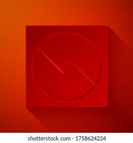 Recorte de papel Icono de ventilación aislado sobre fondo rojo. Estilo de arte de papel. Ilustración vectorial