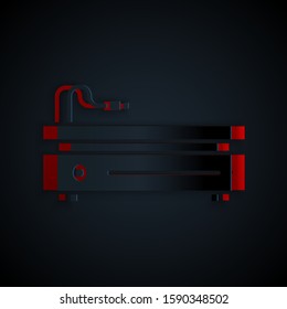 Paper cut Video game console icon isolated on black background. Paper art style. Vector Illustration