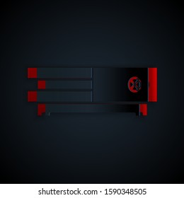 Paper cut Video game console icon isolated on black background. Paper art style. Vector Illustration
