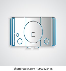 Paper cut Video game console icon isolated on grey background. Paper art style. Vector Illustration