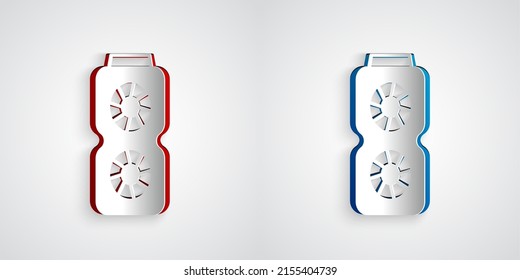 Paper cut Video graphic card icon isolated on grey background. Paper art style. Vector