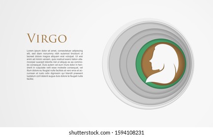 Paper cut Virgo zodiac sign icon isolated on white background. Astrological horoscope collection. Paper art style. Vector Illustration
