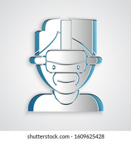 Paper cut Virtual reality glasses icon isolated on grey background. Stereoscopic 3d vr mask. Paper art style. Vector Illustration
