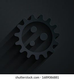 Paper cut Virus icon isolated on black background. Corona virus 2019-nCoV. Bacteria and germs, cell cancer, microbe, fungi. Paper art style. Vector Illustration