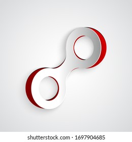 Paper cut Virus icon isolated on grey background. Corona virus 2019-nCoV. Bacteria and germs, cell cancer, microbe, fungi. Paper art style. Vector Illustration