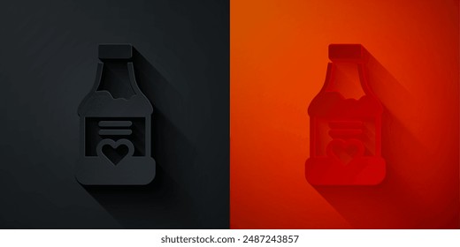 Paper cut Vitamin complex of pill capsule icon isolated on black and red background. Healthy lifestyle. Paper art style. Vector