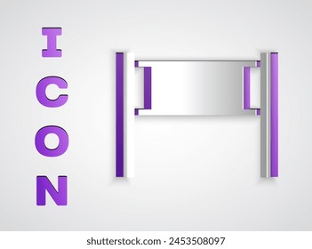 Paper cut Volleyball net icon isolated on grey background. Paper art style. Vector Illustration
