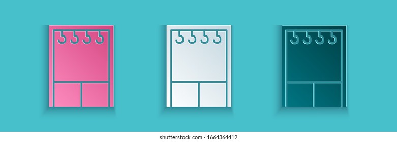 Icono del armario de corte de papel aislado en fondo azul. Estilo de arte de papel. Ilustración vectorial