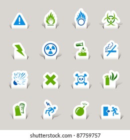 Recorte de papel - Iconos de advertencia