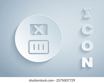 Paper cut Washing under 90 degrees celsius icon isolated on grey background. Temperature wash. Paper art style. Vector