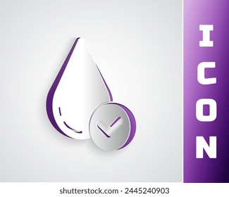 Icono de gota de agua aislado sobre fondo gris. Estilo de arte de papel. Vector