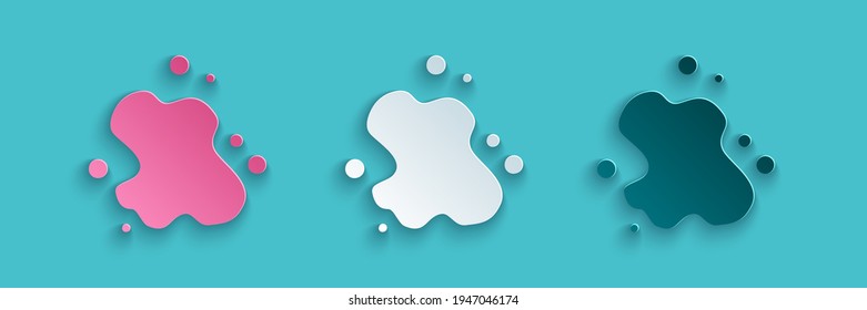 Paper cut Water spill icon isolated on blue background. Paper art style. Vector