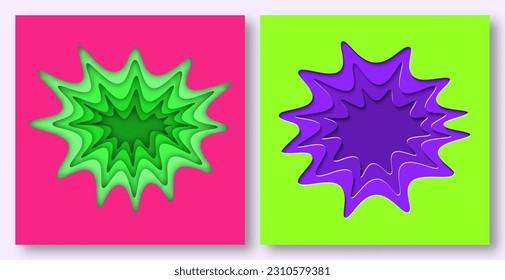 Paper cut waves abstract background. Paper art vector design layout for Cover book, flyers, posters, presentations and invitations. Contrast colors.