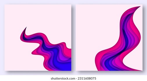 El fondo abstracto de las ondas de corte de papel. Diseño vectorial de arte de papel para el libro de carátulas, folletos, carteles, presentaciones e invitaciones. Colores de contraste.