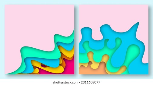Paper cut waves abstract background. Paper art vector design layout for Cover book, flyers, posters, presentations and invitations. Contrast colors.