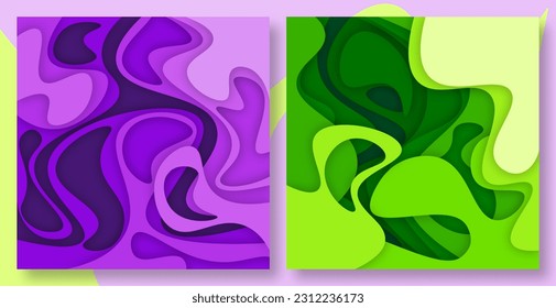 Paper cut waves abstract background. Paper art vector design layout for Cover book, flyers, posters, presentations and invitations. Contrast colors.