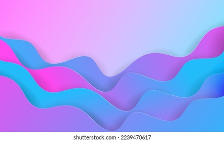El papel cortó las olas de fondo azul y violeta. Diseño vectorial moderno de diseño ondulado de agua de papel.