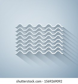 Paper cut Waves icon isolated on grey background. Paper art style. Vector Illustration