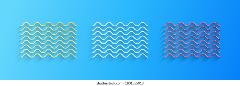 Paper cut Waves icon isolated on blue background. Paper art style. Vector.