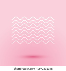 Paper cut Waves icon isolated on pink background. Paper art style. Vector.
