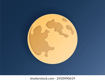 Paper cut weather element of moon on night blue sky background. Forecast white cloud icon symbol collection. 3D frame icon for posters and flyers, presentation, web, social media, design and banner.
