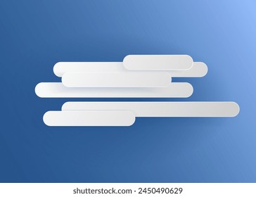 Paper cut weather element smog fog on blue sky background. Forecast white cloud icon symbol collection. 3D frame icon for posters and flyers, presentation, web, social media, design and banner.