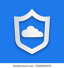 Paper cut Weather forecast icon isolated on blue background. Paper art style. Vector