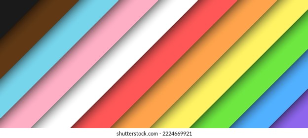 Papierschnitt-Webbanner-Vorlage. LGBTQ-Regenbogenflagge auf schwarzem Hintergrund. Bearbeitbare Vektorgrafik EPS10.