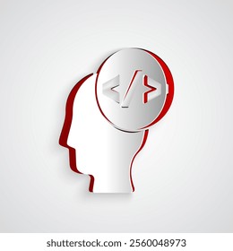 Paper cut Web design and front end development icon isolated on grey background. Paper art style. Vector