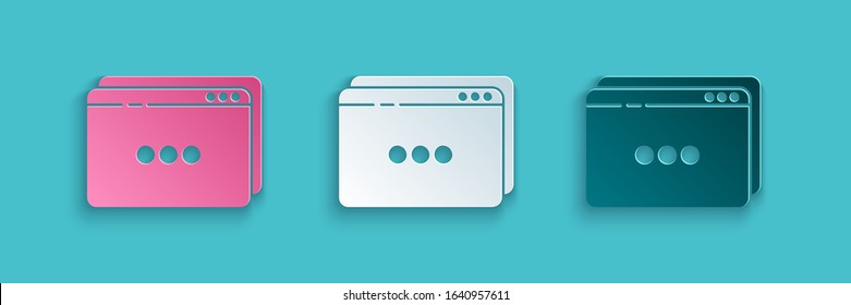 Paper cut Website template icon isolated on blue background. Internet communication protocol. Paper art style. Vector Illustration