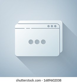 Paper cut Website template icon isolated on grey background. Internet communication protocol. Paper art style. Vector Illustration