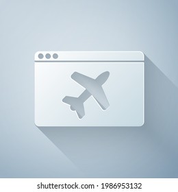 Paper cut Website template icon isolated on grey background. Internet communication protocol. Paper art style. Vector