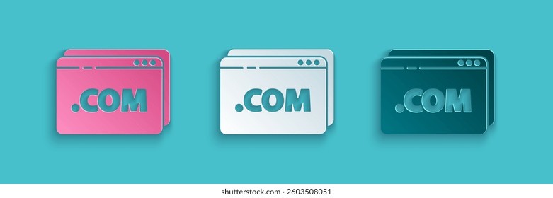 Paper cut Website template icon isolated on blue background. Internet communication protocol. Paper art style. Vector Illustration