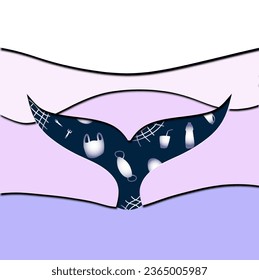 Paper Cut whale tail - Whale and Oceans Day Art