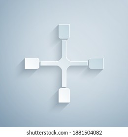 Paper cut Wheel wrench icon isolated on grey background. Wheel brace. Paper art style. Vector.