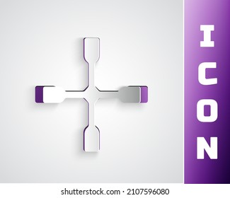 Paper cut Wheel wrench icon isolated on grey background. Wheel brace. Paper art style. Vector