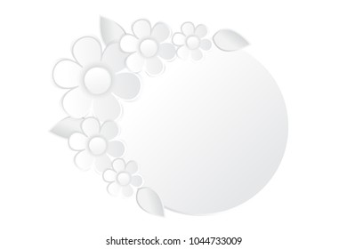 paper cut white flower on white background, vector, illustration, Mother's Day