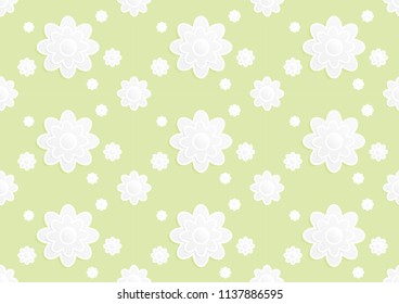 Paper Cut White Flower Pattern Seamless Background. illustration.
