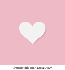 Paper cut white heart on pink background. Vector illustration. Valentine’s day, Wending, Greeting card, invitation, posters, wallpaper and festive banner.