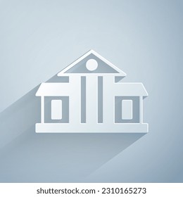 Paper cut White House icon isolated on grey background. Washington DC. Paper art style. Vector